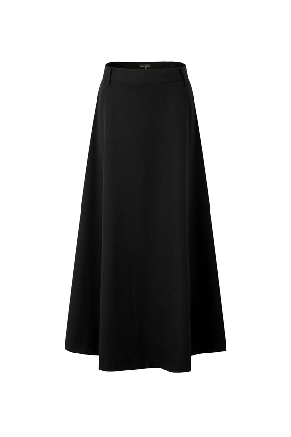 Black A-Line Midi Skirt