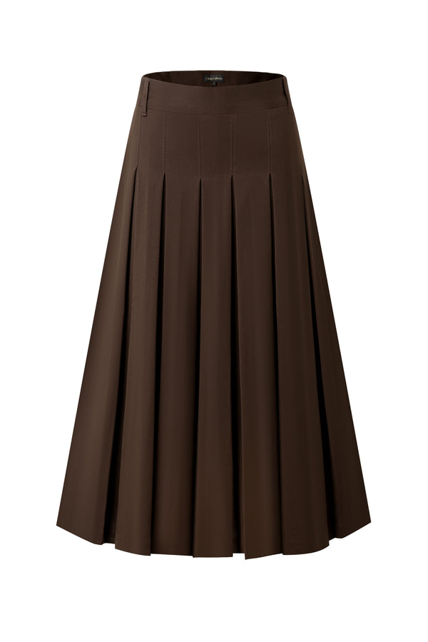 29" Dark Brown Pleated Skirt