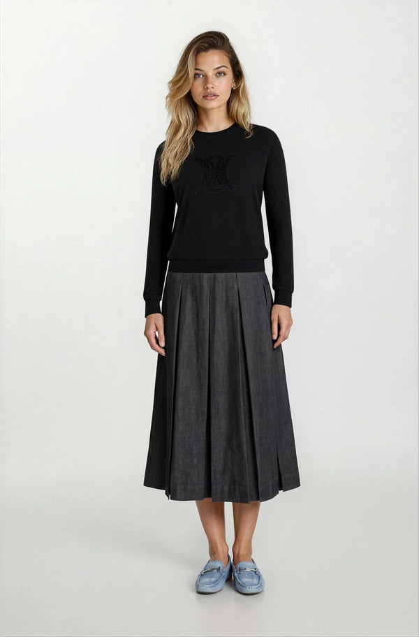 Black Sweatshirt With Refined Logo