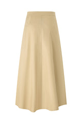 35" Light Camel A-Line Midi Skirt