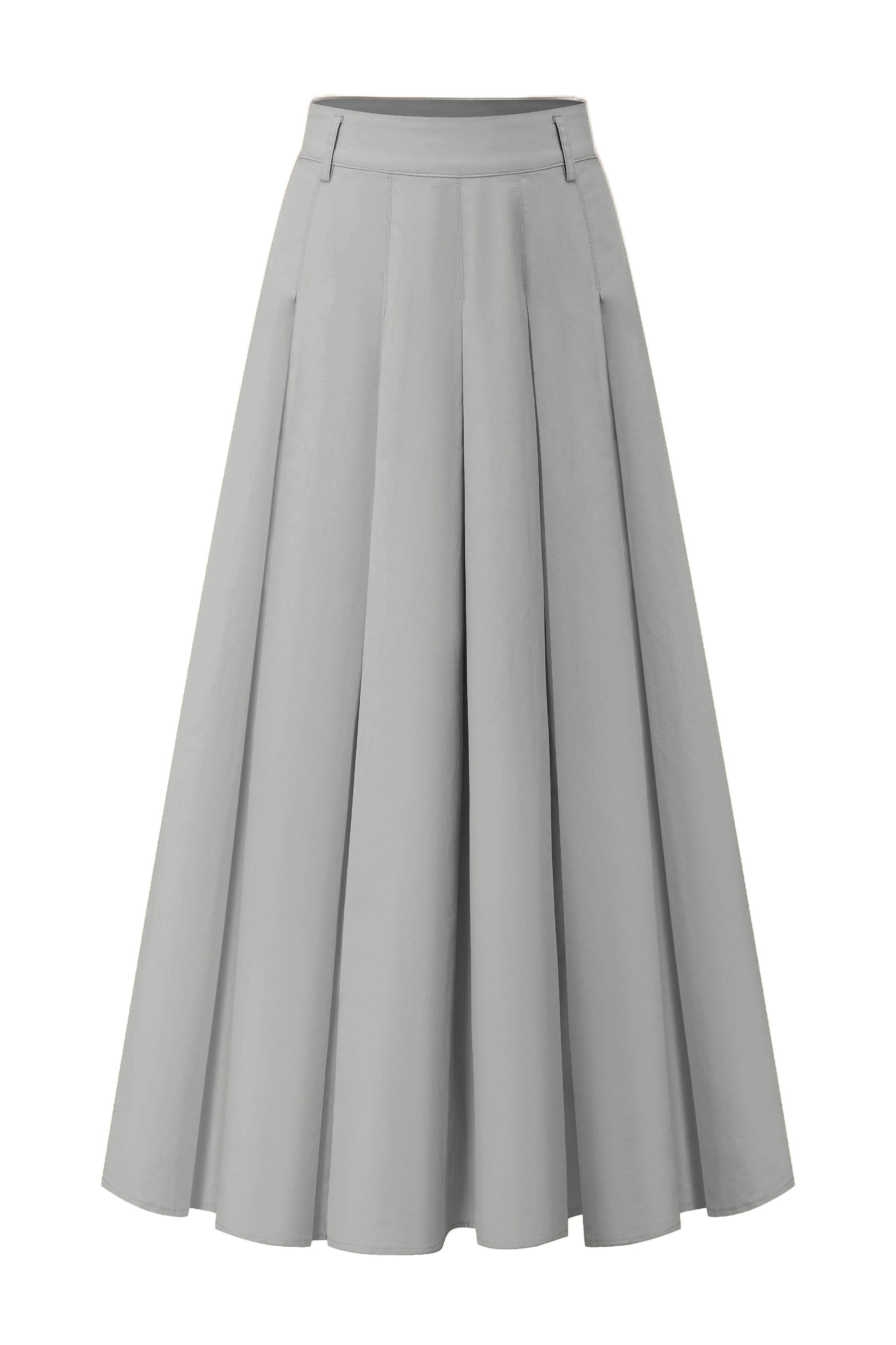 33" Grey Pleated Midi Skirt