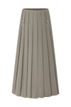 34" Buckle Detail Pleated Skirt Grey