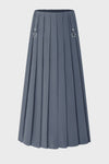 34" Buckle Detail Pleated Skirt Blue