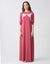 Button Front Nightgown with Lace California Pink