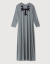 Pull On Nightgown with Contrast Lace Appliqu?? Gray Heather