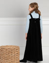 Girls Velour Maxi Jumper Shabbos Robe with Blue Jewel Back Buttons