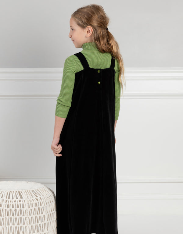 Velour Maxi Jumper With Green Jewel Back Buttons
