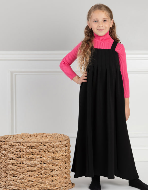 Girls Ponte Maxi Jumper Shabbos Robe with Pink Jewel Back Buttons