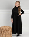 Girls Maxi Dress Shabbos Robe with Gold Accent Stitching