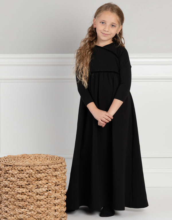 Crossover Maxi Shabbos Robe with Velour Trim