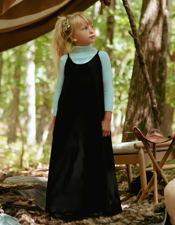 Girls Velour Round Neck Spaghetti Strap Maxi Dress Shabbos Jumper