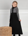 Girls Maxi Shabbos Robe with Turtleneck and Cargo Pockets Black