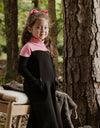 Girls Colorblock Maxi Shabbos Robe with Turtleneck and Cargo Pockets Black Pink