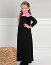 Girls Colorblock Maxi Shabbos Robe with Turtleneck and Cargo Pockets Black Pink
