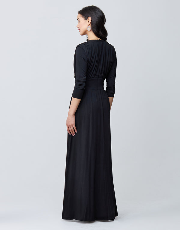 Modal Shirred Maxi Dress Shabbos Robe with Midriff