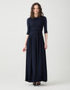 Sleeveless Rayon Maxi Dress with Multi Option Wrap Around Sash Navy