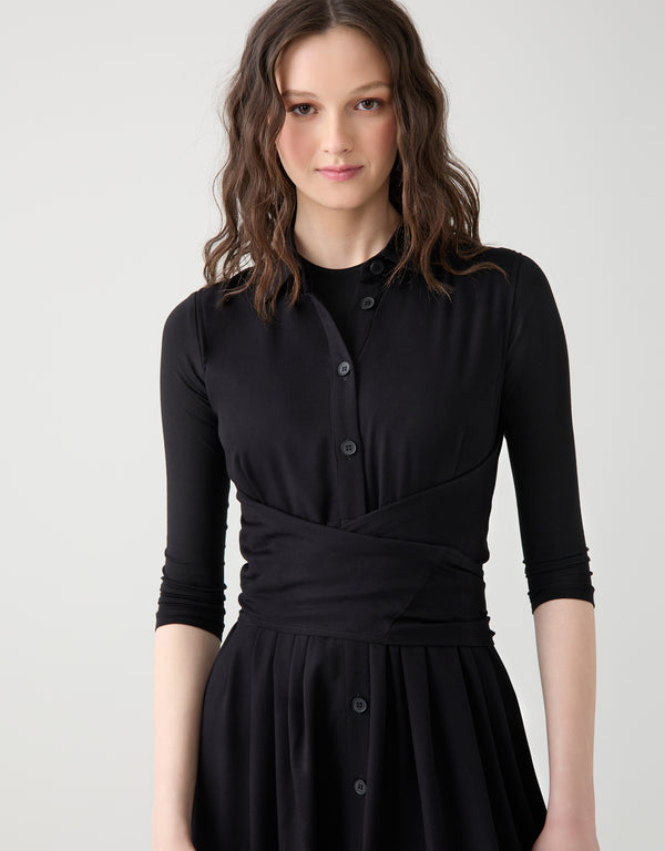 Sleeveless Rayon Maxi Dress with Multi Option Wrap Around Sash Black