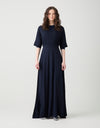 Crossover Curve Cut Rayon Maxi Dress Navy