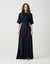Crossover Curve Cut Rayon Maxi Dress Navy