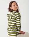 Light French Terry Striped Kanga Zip Hoodie Gray Green Multi