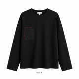 Noir Stitch Sweatshirt with Red Stitching
