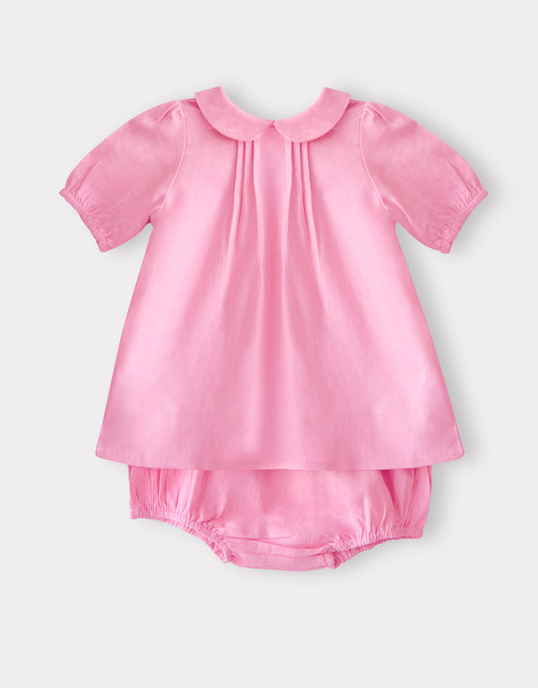 Toddler Girl Pintucked Linen Playwear Set Fuschia