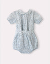 Toddler Girl Pintucked Linen Playwear Bloomer Set Mini Floral Blue