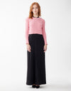 Cropped Ribbed Sweater with Pocket and Shoulder Detail Pink