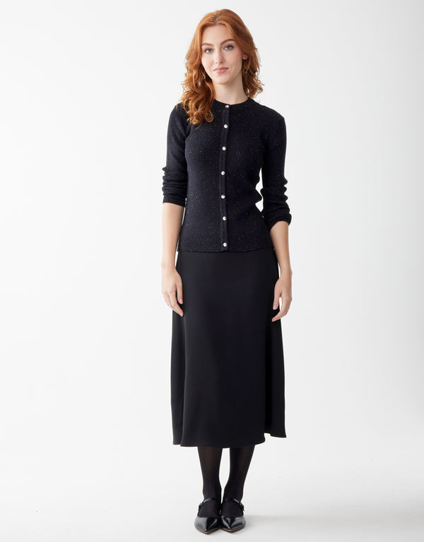 33" Lined Wool Blend Skirt with Side Zipper