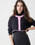 Cropped Button Cardigan with Picot Trim Black