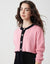 Cropped Button Cardigan with Picot Trim Pink