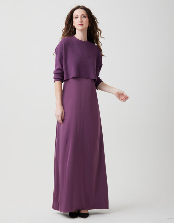 Ribbed Cropped Crewneck Top Lavender