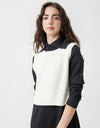 Split Collar Color Block Knit Vest Ivory