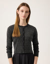 Cropped Ribbed Metallic Button Cardigan Silver