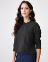 French Terry Cropped Pocket Sweatshirt Black