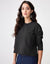 French Terry Cropped Pocket Sweatshirt Black