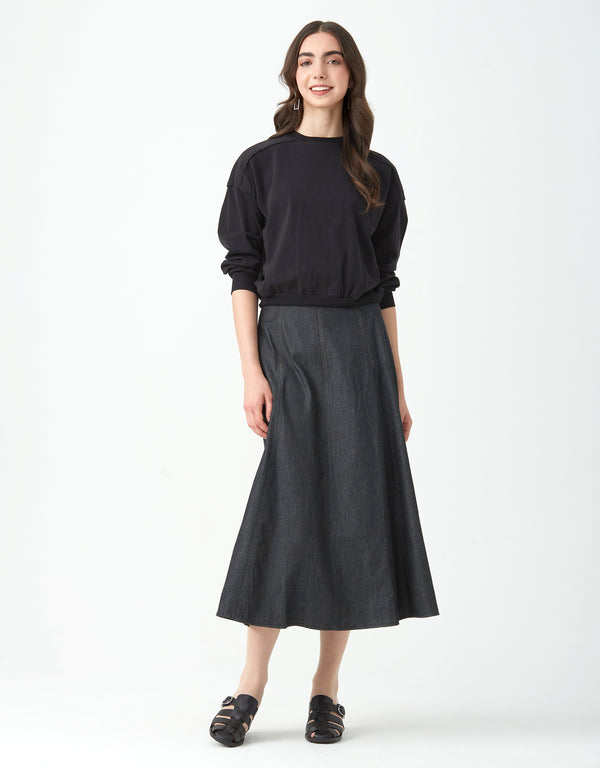 Raw Edged Bubble Sweatshirt Black