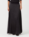 40" Satin Gored Waistband Skirt with Back Elastic Black