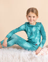 Pima Cotton Kids Pajamas Legging Playwear Set Denim Wash Teal