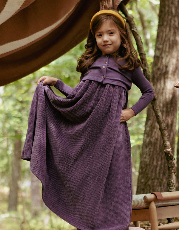 Corduroy Maxi Shabbos Jumper and Matching Cardigan Set Purple