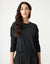 Stretch French Terry Crew Top with Back Bungee Black
