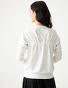 Stretch French Terry Crew Top with Back Bungee White