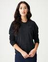 French Terry Raw Edged Sweatshirt with Kangaroo Pocket Black