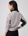 SuperSoft Jersey and Chunky Knit Combo Zipper Jacket Black Stone