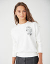 Light French Terry Sweatshirt with Embroidered Screen Print Detail White
