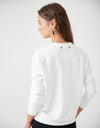 Light French Terry Sweatshirt with Embroidered Screen Print Detail White