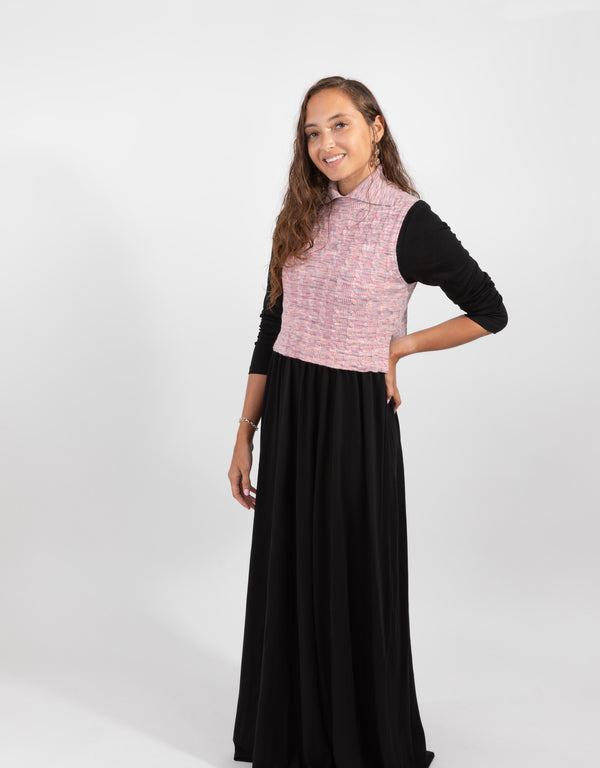 Pink Multi Vest With High Neck