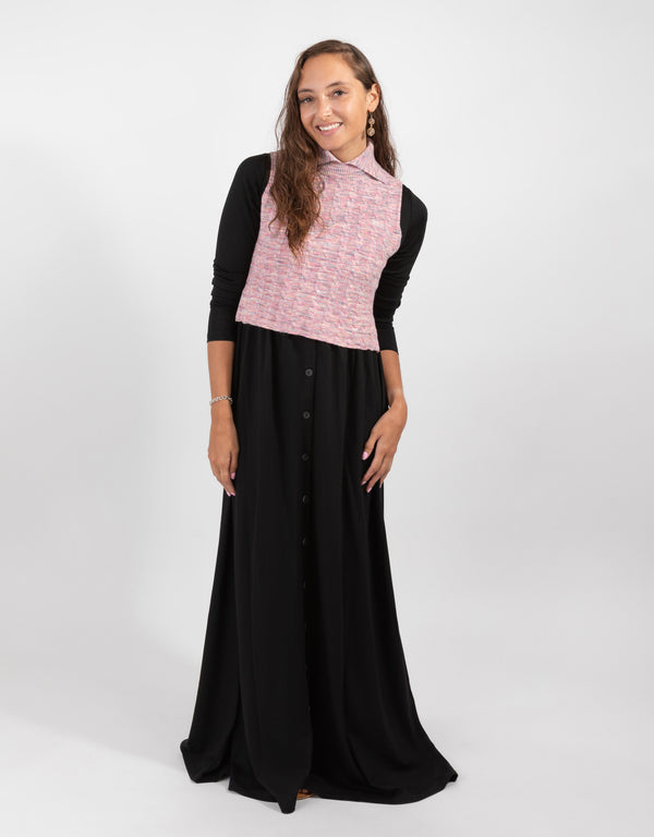 Maxi Dress With Pink Vest