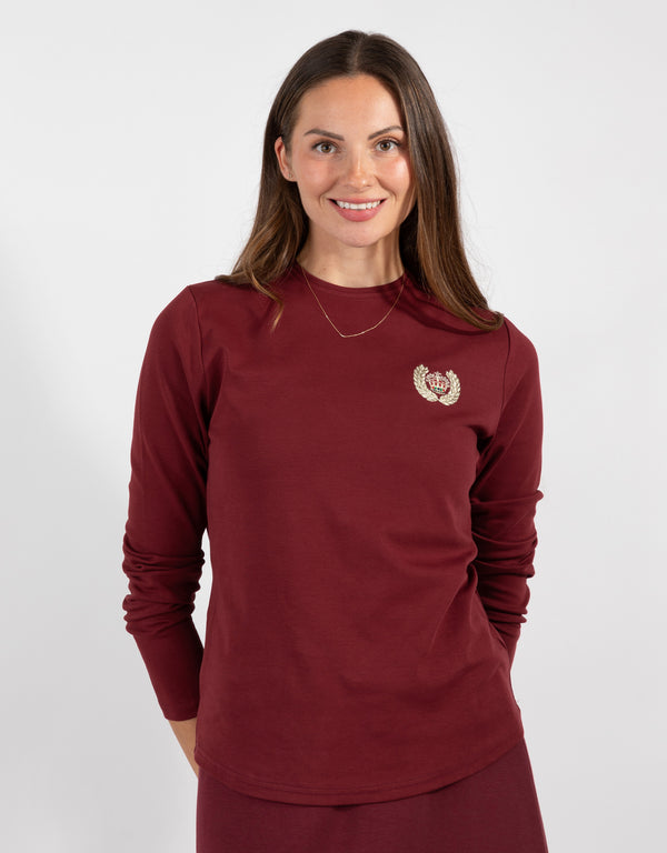 Cherry Top With Crest Embroidery