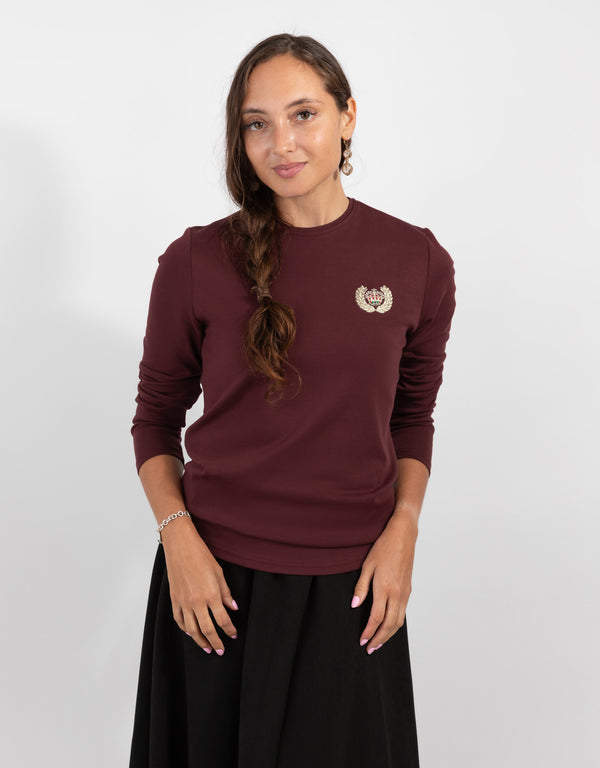 Burgundy Top With Crest Embroidery